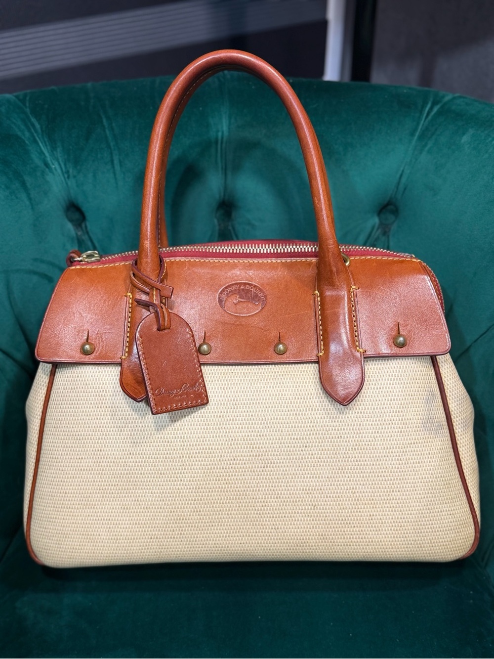 Dooney & Bourke Wilson Panama Satchel Tan Cream Shoulder Bag 2012 Collection